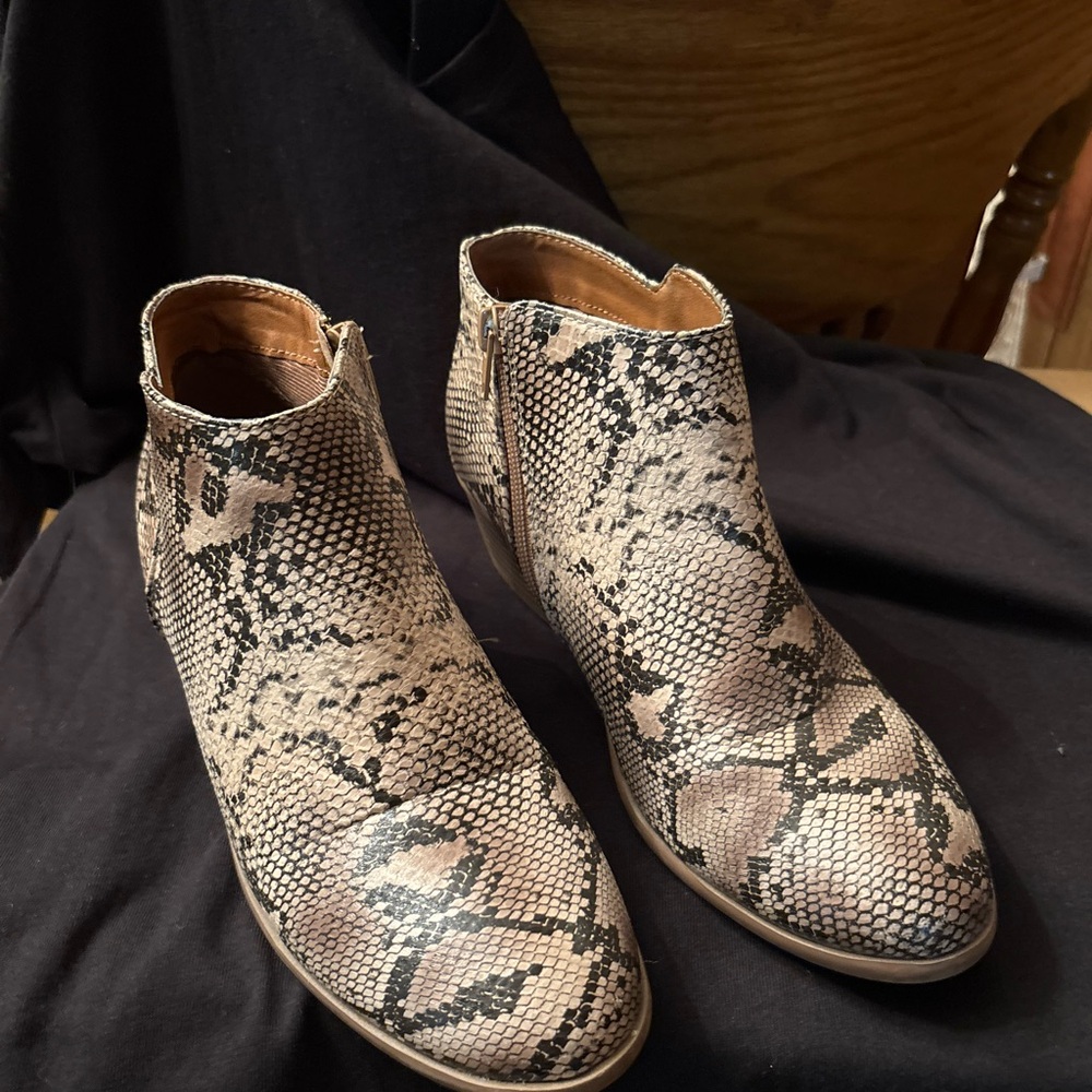 Soda Beige Snakeskin Ankle Booties